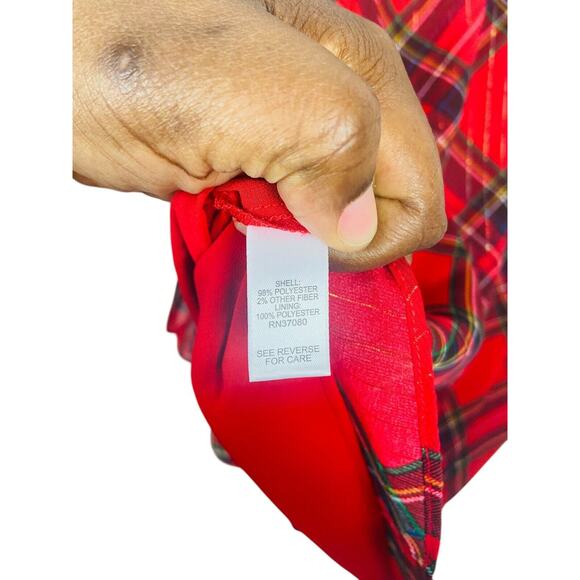 NWT Cato Plaid Flutter Long Sleeve Mock Neck Blouse Top Red Holiday 14-16 - Picture 6 of 6